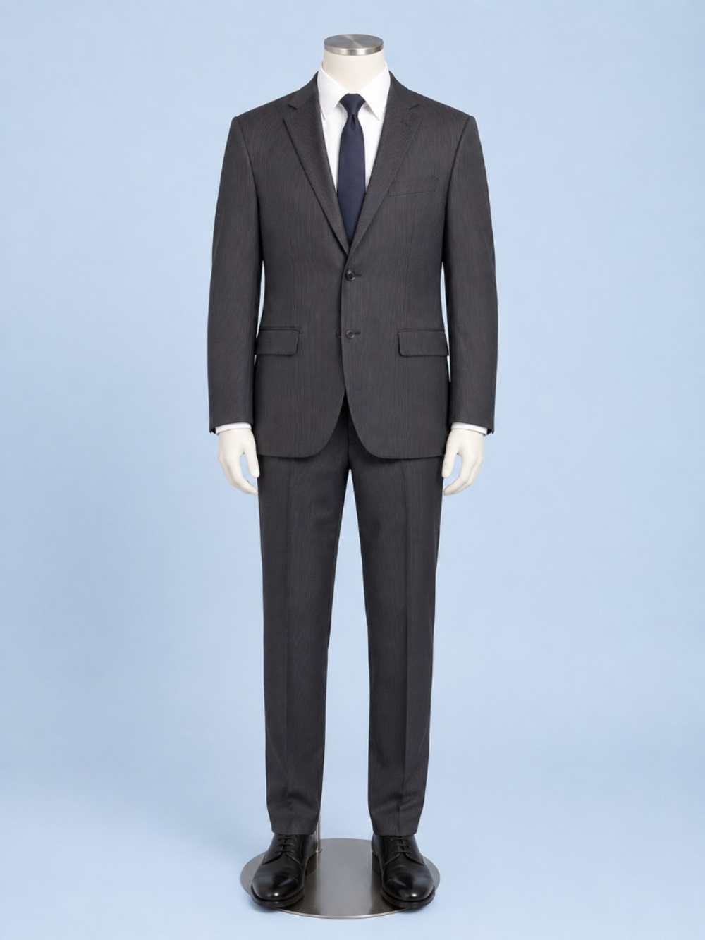 Calvin Klein Men’s Charcoal Gray Pinstripe 2-Button Suit Jacket & Pants 100%Wool